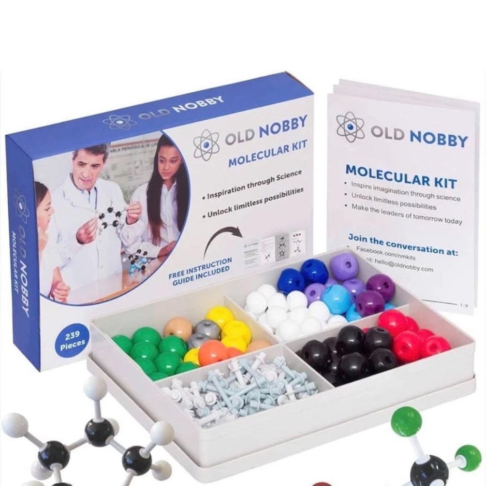 Old Nobby Organic Chemistry 239 Pc Model Kit Molecular Model Kit with Atoms B-5